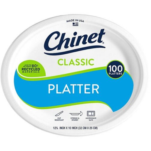 Chinet Classic Platter Paper Plate, 12.63" x 10", 100 ct