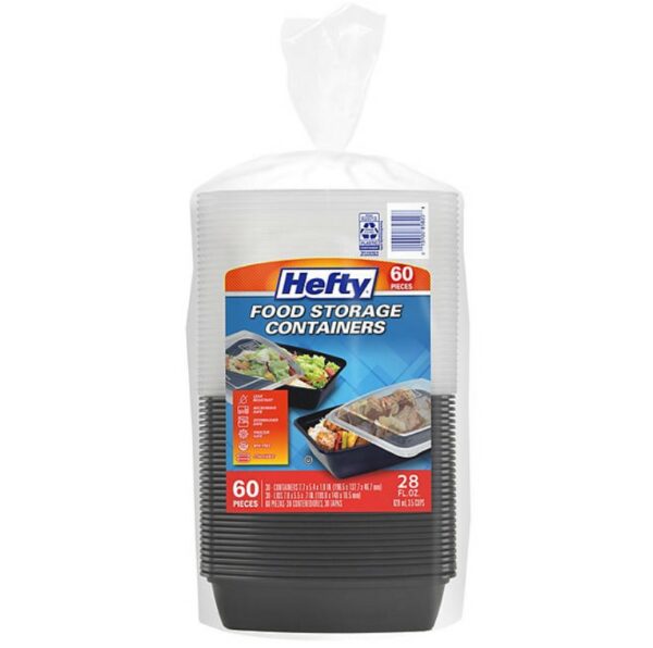 Hefty Food Storage Containers with Lids, 28 oz., 60 pc.