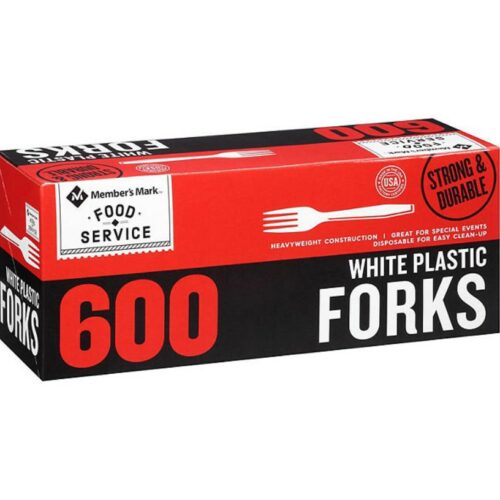 Member's Mark White Plastic Forks, Heavyweight 600 ct